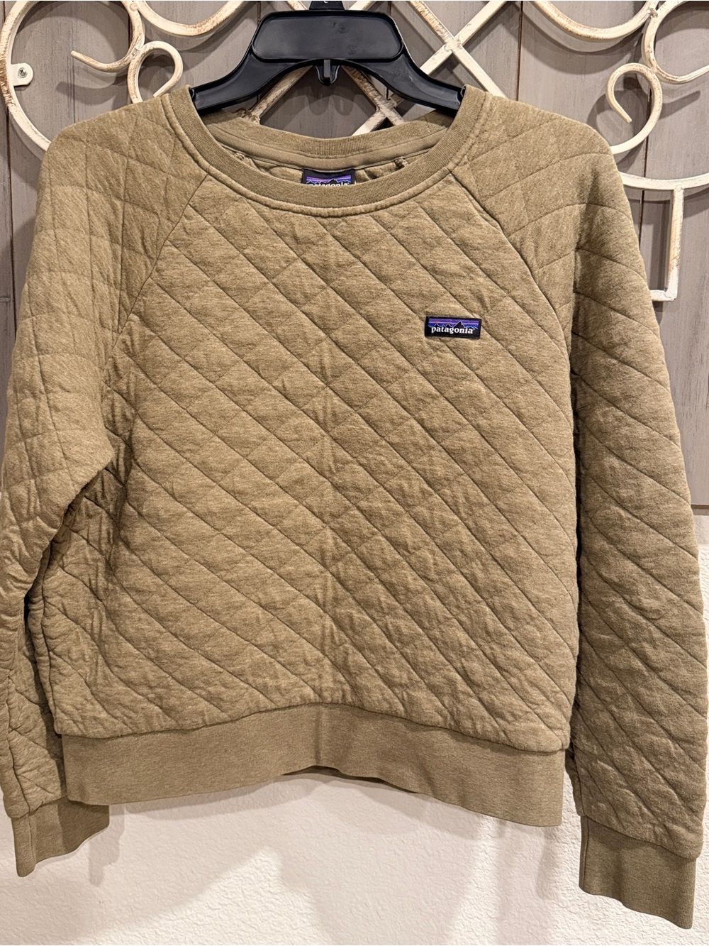 Patagonia Quilted Crewneck Sweatshirt in Olive Drab